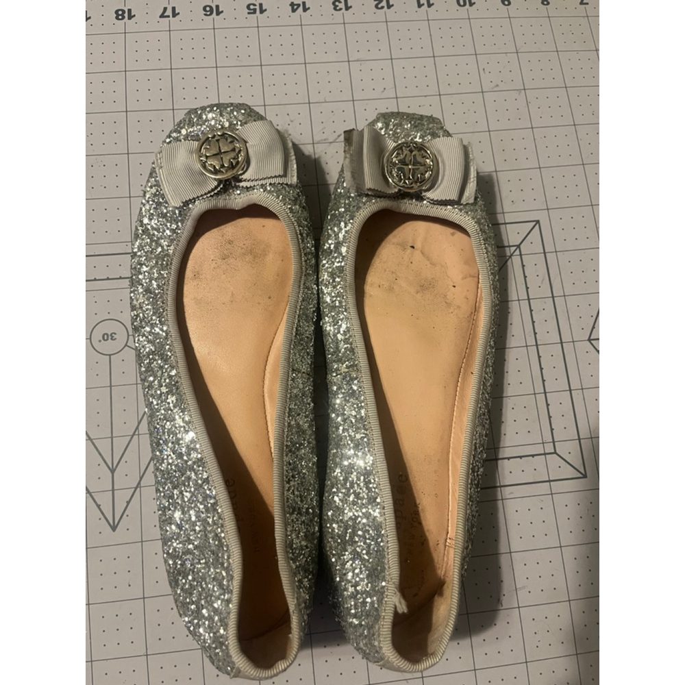 Women's Kate Spade Glitter Ballet Flats Silver/White Size 8.5